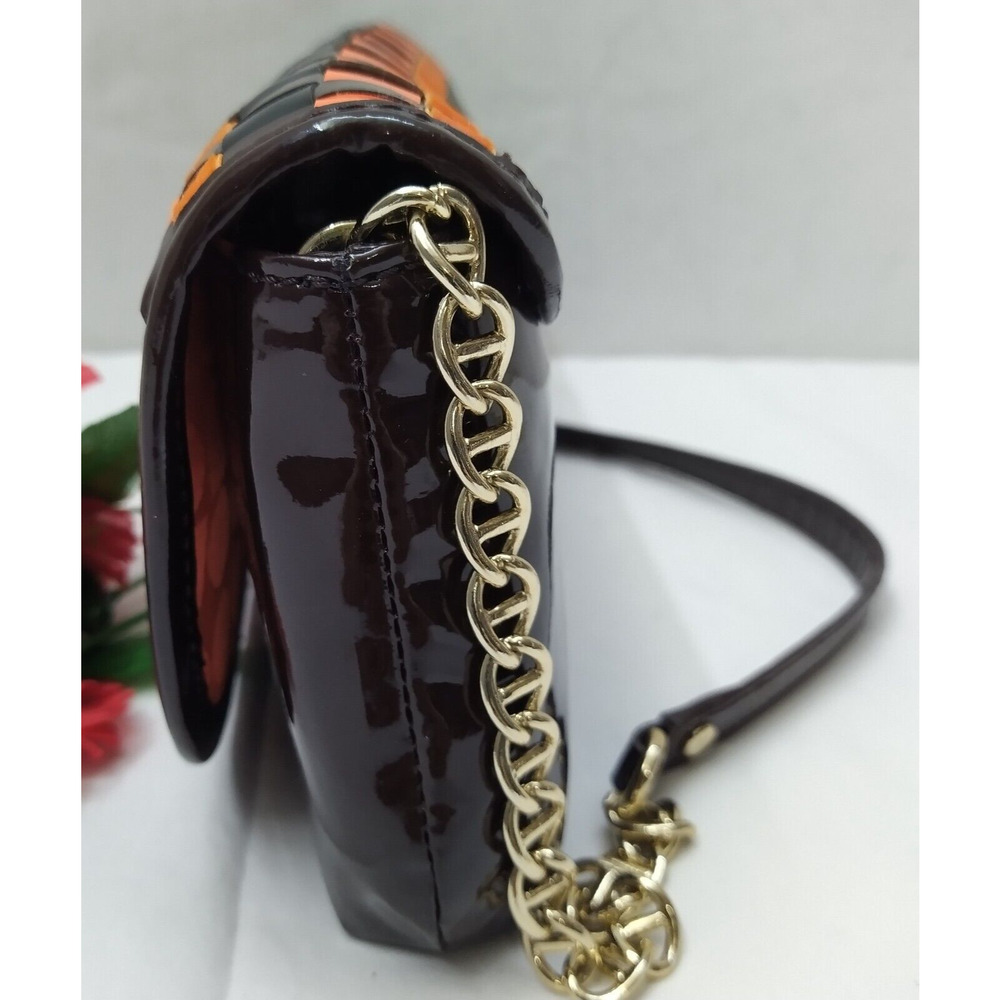 Kate Spade New York Orange Brown Patent Leather Chain Strap Hobo Shoulder Bag - Picture 16 of 16